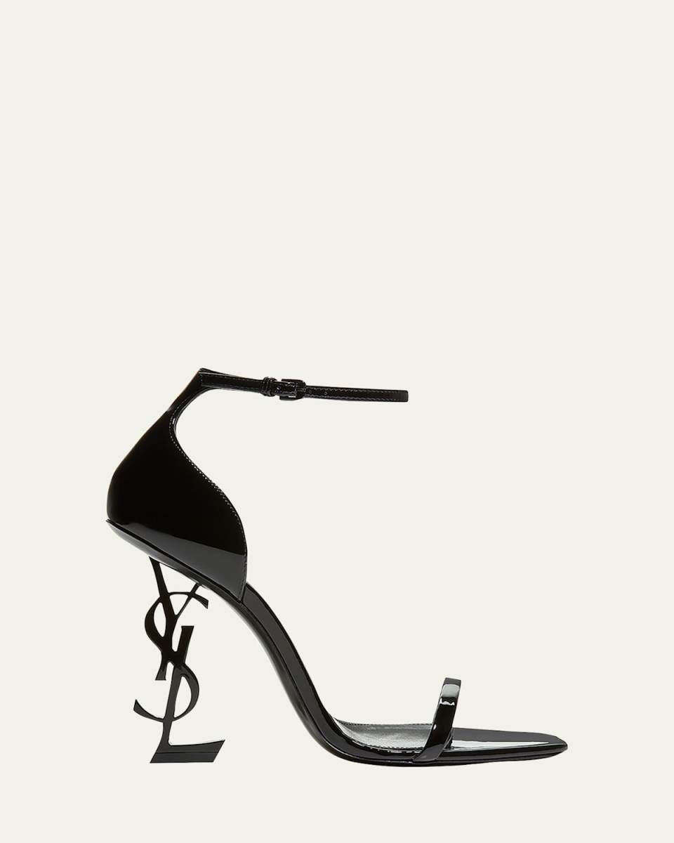 Opyum YSL Logo-Heel Sandals with Black Hardware